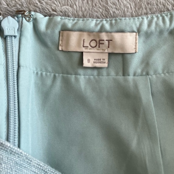 LOFT WOMEN'S Linen SEA BLUE W/ SILVER THREADS skirts SIZE 8 - Picture 7 of 9